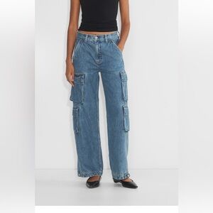 Denim Forum Cargo Wide-Leg Jeans
